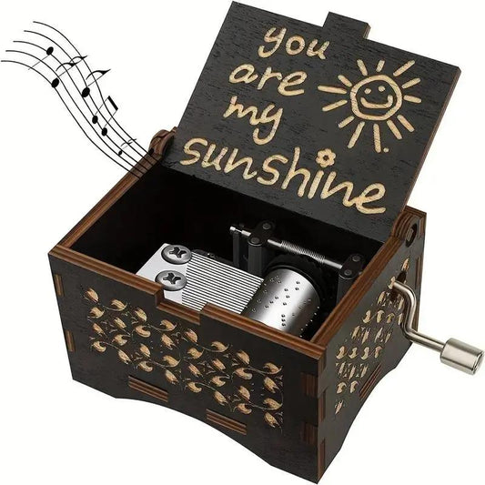 🎵"You Are My Sunshine" Musical Box, Hand Crank Wooden Engraved Music Box🎁