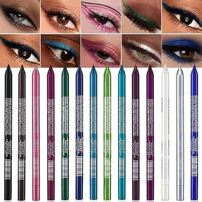✨ ¡VENTA FLASH 50% DE DESCUENTO! 🎨 Colección de Delineador de Ojos en Gel Sparkling – 14 Tonos Metálicos, Perlados e Impermeables 💄