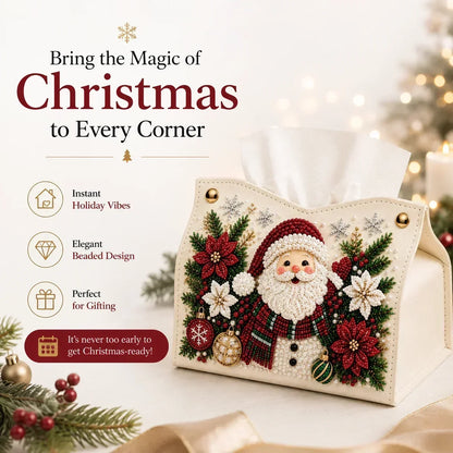 🎄 LIMITED-TIME 50% OFF! ✨ Beaded Christmas Tissue Box Cover – Festive, Decorative 🎁
