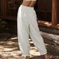 Pantalones casuales de cintura elástica y pierna ancha para mujer