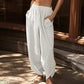 Pantalones casuales de cintura elástica y pierna ancha para mujer
