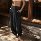 Pantalones casuales de cintura elástica y pierna ancha para mujer