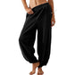 Pantalones casuales de cintura elástica y pierna ancha para mujer