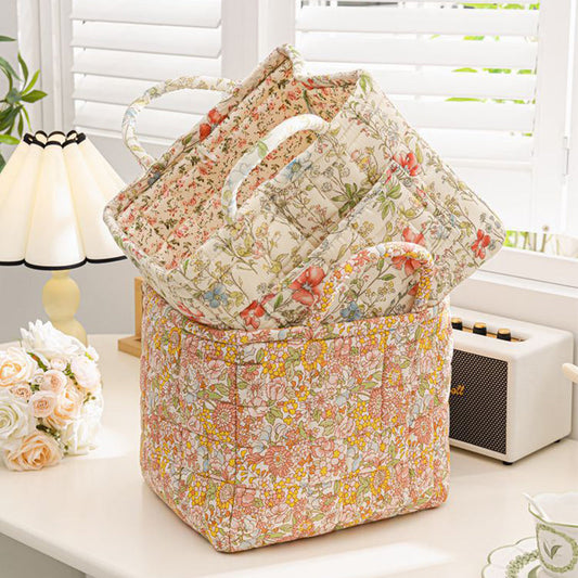 🧺 ¡OFERTA POR TIEMPO LIMITADO 50% DE DESCUENTO! 🌸 Cesta de Tela Floral Plegable – Gran Capacidad, Asas de Transporte y Diseño Vintage para el Hogar ✨