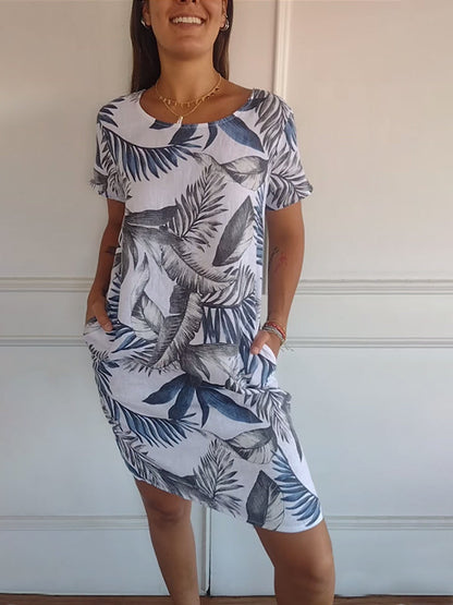 🎉 LIMITED TIME 50% OFF! 👗 Printed Short Sleeve Dress – Effortless Spring Bloom 🌸