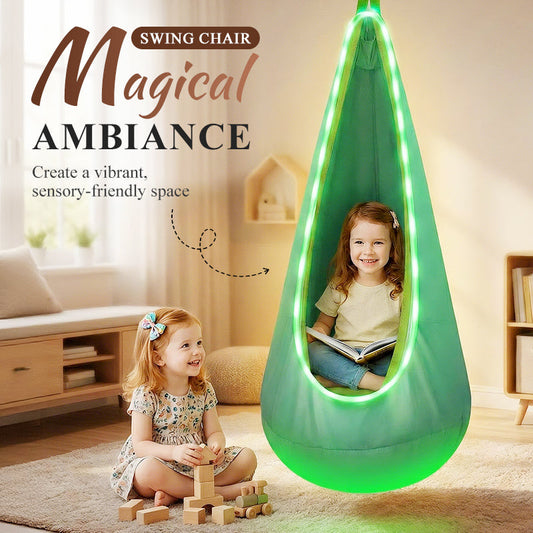 🌟 50% OFF! Light-Up Pod Swing Chair for Kids – Remote Control, Durable & Cozy Private Hideaway 🪑