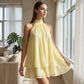 👗 LIMITED TIME 50% OFF! 🌸 Women's Flowy Halter Drop-Waist Mini Dress – Elegant Backless & Tiered Layered Fabric ✨