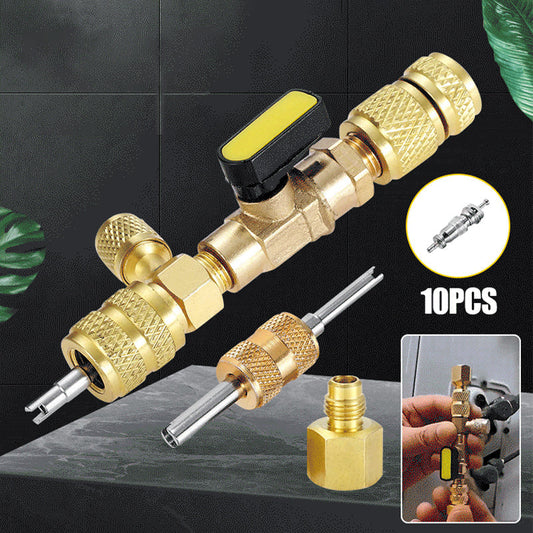 🔧⏰50% OFF NOW! AC Valve Core Removal Tool – Dual SAE Ports, Solid Brass Build, Includes 10 Extra Cores ❄️🔩