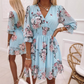 ⏳Limited-time 50% off⏰Women's Floral V-Neck Ruffle Hem A-Line Dress💐👗