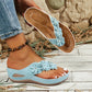 🌸 Sandalias de Cuña con Flores para Mujer – Adornos Florales, Soporte de Arco Acolchado y Suela Antideslizante ✨