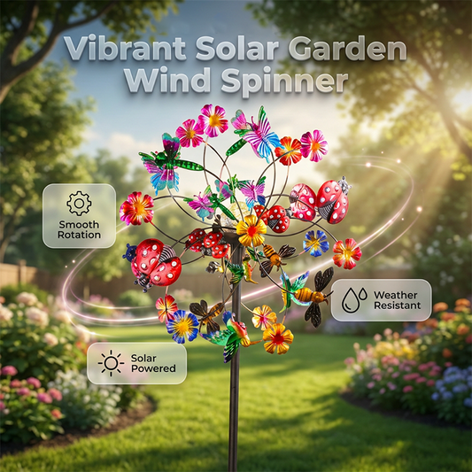 🌸Oferta de Primavera -50%🌬️🎡 Giratorio de Viento con Energía Solar para Jardín