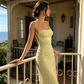 Vestido de verano sin espalda, estampado floral y tirantes tipo espagueti