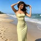 Vestido de verano sin espalda, estampado floral y tirantes tipo espagueti