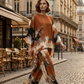 Conjunto de pantalones y top de pierna ancha y estampados abstractos