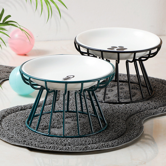 🐾 ¡OFERTA ESPECIAL 50% DE DESCUENTO! 🍽️ Plato Elevado de Cerámica para Gatos con Soporte de Hierro – Postura Saludable, Antideslizante, Higiénico y Moderno ✨