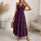 👗 ¡OFERTA DE VERANO 50% DE DESCUENTO! 🌺 Vestido Largo de Mujer Sin Espalda de Cuello Halter con Niveles – Escote en V, Tejido Fluido, Ajuste Seguro y Aire Vacacional ✨
