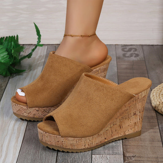 Sandalias de cuña casuales con puntera descubierta (peep-toe) para mujer