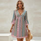 Vestido mini estampado bohemio con escote en V para mujer