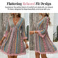 Vestido mini estampado bohemio con escote en V para mujer