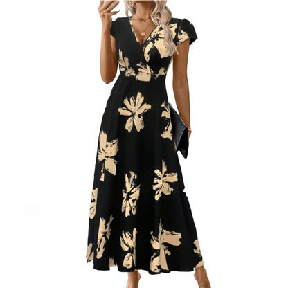 👗Vestido🌺 informal femenino con escote en V y volantes