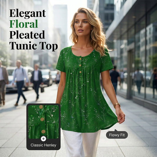Camiseta de túnica plisada con estampado floral de mujer