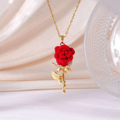 🌹 ¡50% DE DESCUENTO AHORA! 💎 Elegante collar colgante de rosa roja – Diseño delicado, hipoalergénico y perfecto para la elegancia diaria o regalos ✨