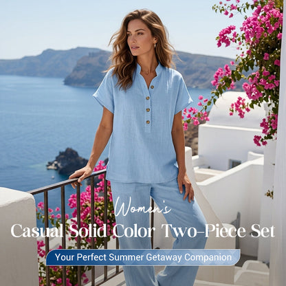 ⏳Oferta Limitada 50% OFF⏰Conjunto de Dos Piezas Casual de Color Sólido para Mujer👚👖