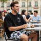 📢📢¡40% DE DESCUENTO! ⏰Set de camiseta y pantalones cortos de dos piezas con estampado masculino