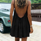 Vestido mini de tirantes tipo espagueti, sin espalda, para verano