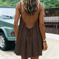 Vestido mini de tirantes tipo espagueti, sin espalda, para verano
