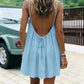 Vestido mini de tirantes tipo espagueti, sin espalda, para verano