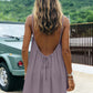 Vestido mini de tirantes tipo espagueti, sin espalda, para verano
