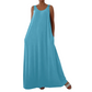 👗 ¡OFERTA POR TIEMPO LIMITADO -50%! ✨ Vestido largo (maxi) sin mangas para mujer – Color sólido, bolsillos laterales, corte en línea A, poliéster duradero 🌸