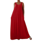 👗 ¡OFERTA POR TIEMPO LIMITADO -50%! ✨ Vestido largo (maxi) sin mangas para mujer – Color sólido, bolsillos laterales, corte en línea A, poliéster duradero 🌸