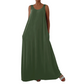 👗 ¡OFERTA POR TIEMPO LIMITADO -50%! ✨ Vestido largo (maxi) sin mangas para mujer – Color sólido, bolsillos laterales, corte en línea A, poliéster duradero 🌸