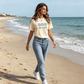 👕 ¡OFERTA POR TIEMPO LIMITADO -50%! 🌼 Camiseta "Life is Good" – Estampado de margarita, algodón, corte relajado, mensaje positivo ✨
