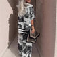 Conjunto Casual de Top con Escote en V y Pantalones Largos Estampados para Mujer