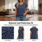 Camiseta casual de cuello en V y manga corta para mujer