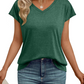Camiseta casual de cuello en V y manga corta para mujer