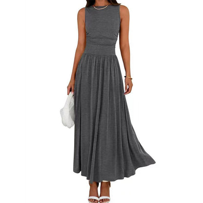 Vestido elegante con fruncido en la cintura y bolsillos para mujer