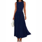 Vestido elegante con fruncido en la cintura y bolsillos para mujer