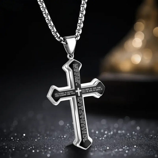 Collar Cruz del Padrenuestro para Hombre