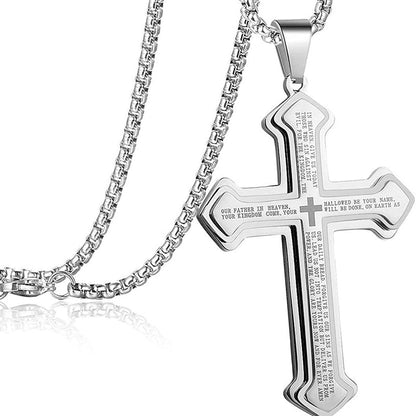Collar Cruz del Padrenuestro para Hombre
