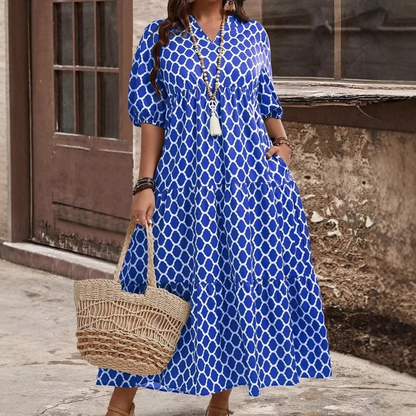 🌺 ¡50% DE DESCUENTO AHORA! ✨ Vestido largo estampado bohemio – Casual, fluido y chic – Vestido largo elegante para vacaciones de verano 👗