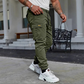 Pantalones de carga casuales con cordón para hombre