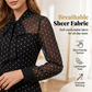 Elegante Polka Dot corbata cuello Midi vestido