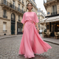 Flowing Cape Sleeve Top & Wrap Pants Set
