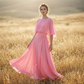 Flowing Cape Sleeve Top & Wrap Pants Set