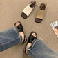 Sandalias retro de mujer con puntera cuadrada y talón abierto