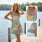 🌸Oferta caliente de verano✨ Vestido de verano estampado, casual, sin mangas y corte en línea A